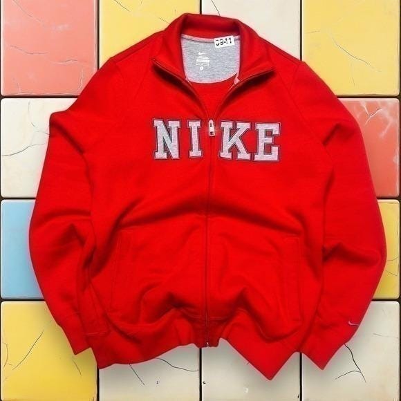 Nike Other - Nike Red Full Zip Track Jacket Men's Size Large Logo Athletic Casual Wear